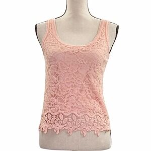 MOSSIMO Supply Co. Pink Lace Sleeveless Tank Top Blouse